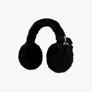 Big Ribbon Fur Earmuff (Black)