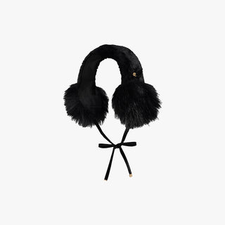 Velvet Ribbon Fur Earmuff (Black)
