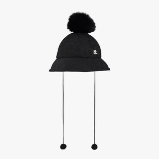 Back Ribbon Fur Hat (Black)