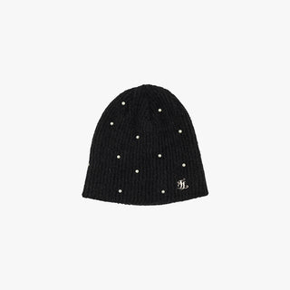 Pearl Knitted Beanie (Black)