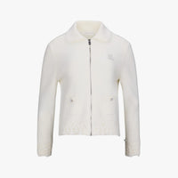 Wool Crochet Windproof Cardigan (Ivory)