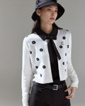 Flower Jacquard Open Ribbon Cardigan - Ivory