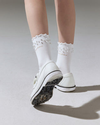 Frill Ribbon Golf Shoes (White)