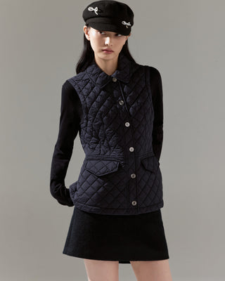 Quilted slim flare vest (Black)