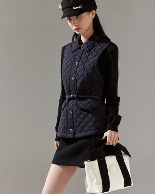 Quilted slim flare vest (Black)