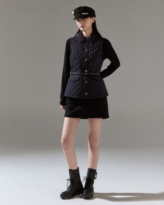 Quilted slim flare vest (Black)