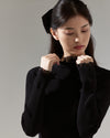 Fair Liar Double Frill High Neck Rib Knit - Black