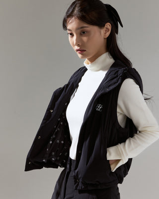 Fair Liar Cropped Puffy Vest (Black)