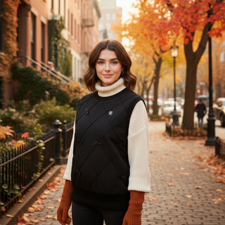 Ribbon Detailed Windproof Vest (Black)