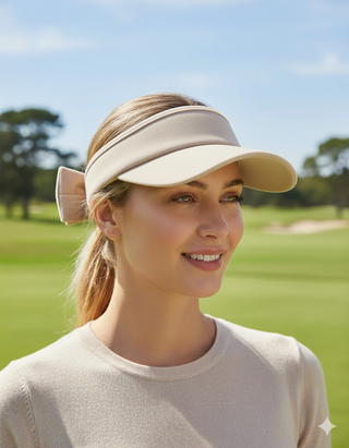 Detachable back ribbon visor (Beige)