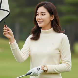 Fleeced high neck T Shirt (Cream)