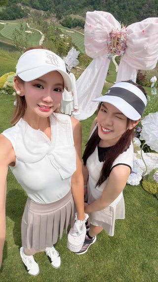 Big ribbon sleeveless T-shirt (White)