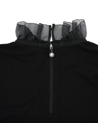 Ruffle High Neck Cooling Inner T Shirt (Black)