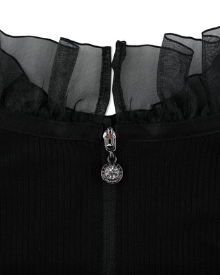 Ruffle High Neck Cooling Inner T Shirt (Black)