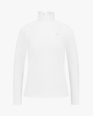 Ruffle High Neck Cooling Inner T Shirt (White)