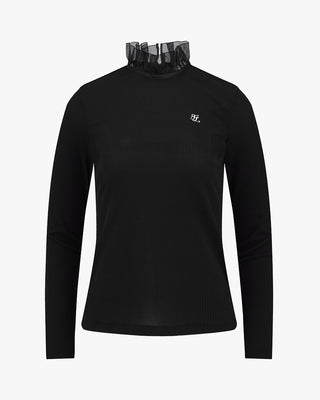 Ruffle High Neck Cooling Inner T Shirt (Black)