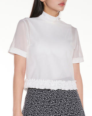 Mesh Crop Short Sleeve and Sleeveless Set (White)