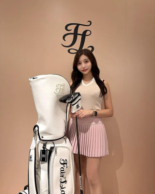 [FL Signature] Pearl & Bead Flare Pleated Skirt (Pink)