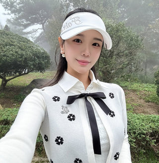 Flower Jacquard Open Ribbon Cardigan (Ivory)