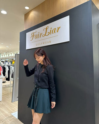 Flower belt set pleated skirt (Green)