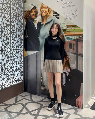 Neck Ribbon Knit Pullover (Black)