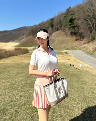 [FL Signature] Pearl & Bead Flare Pleated Skirt (Pink)