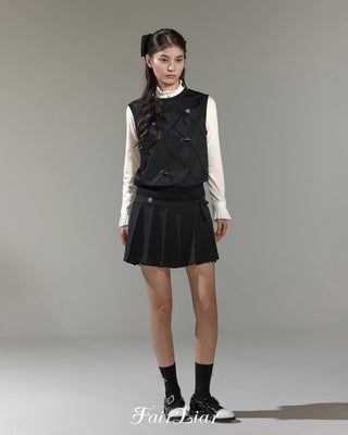 Ribbon Detailed Windproof Vest (Black)