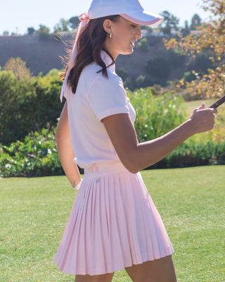 Pique pleated skirt (Pink)