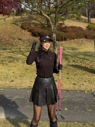 Leather Ribbon Skirt (Black)