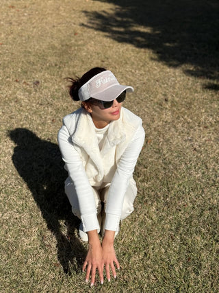 Velvet Visor with Ribbon (Beige)