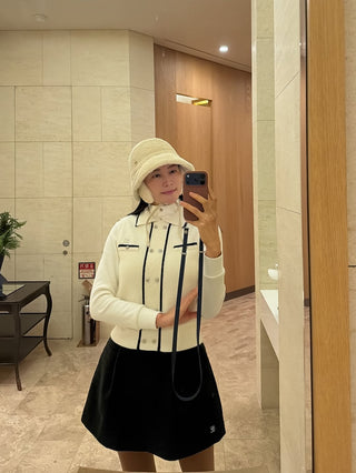 Double Button Windproof Knit Vest (Ivory)