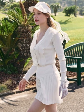 Organza V-neck cardigan (White)