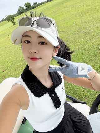 Lace Flare Pleated Skirt (Black)