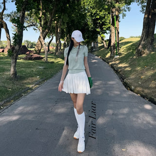 Pearl Point Short Sleeve Knit (Mint)