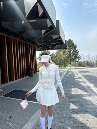 Lace Pearl Organza Visor (White)