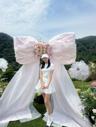 Ankle Frill Ribbon Socks (White)