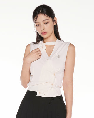2 way Tie Knit Vest (Ivory)