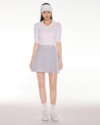 Open Collar Pearl Point Neck Knit (Pink)