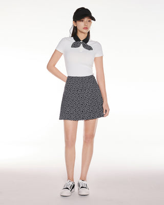 Patterned Ribbon Detachable T Shirt (White)