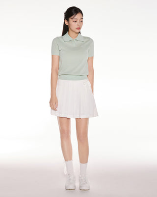 Asymmetrical Ribbon Pleated Skirt (White)
