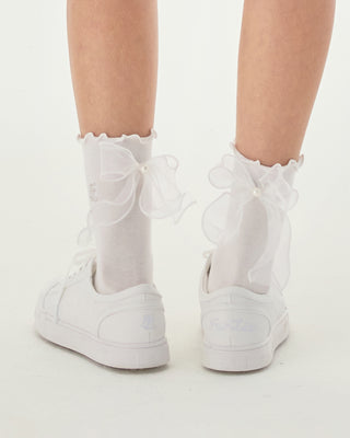 Organza Shoe Lace Logo Sneakers (White)