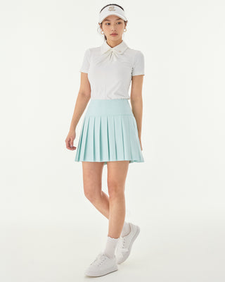 Front shirring short sleeve T Shirt (White)