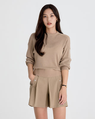 Hidden Culottes Short Pants (Beige)