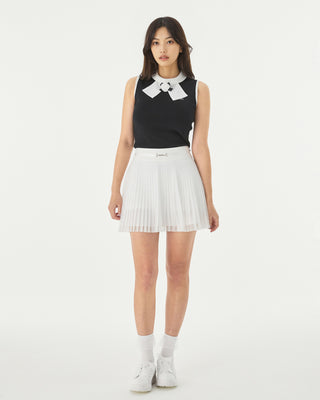 Detachable Lace Ribbon Sleeveless Knit (Black)