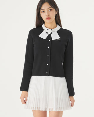 Pearl Ribbon Jacket Cardigan (Black)