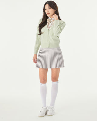 [FL Signature] Fair Liar Silk Twisted Flare Pleated Skirt (Grey)