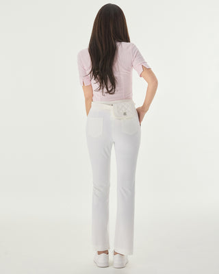 High Waist Stretch Bootcut Pants (White)