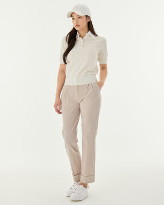 Pintuck Turn Up Pants (Beige)
