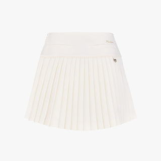 Pearl Logo Flared Pleats Skirt (Ivory)