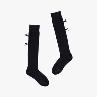 Velvet Ribbon Knee-socks (Black)